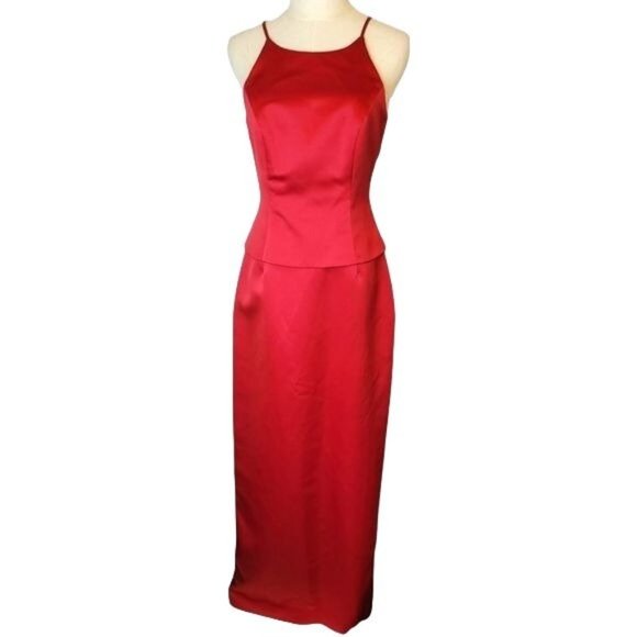 Michaelangelo Dresses & Skirts - Michaelangelo Spaghetti Strap Slit Back Form Fitting Slip Formal Dress 4